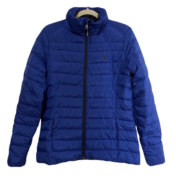 ✨Spyder✨ EUC Prymo Insulated Down Puffer Jacket Women’s Size Medium Cobalt Blue - Picture 1 of 10